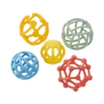 Set van flexibele ballen voor sensorisch spel. Stimuleert voelen, knijpen en creativiteit met zand, verf of losse materialen
